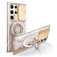 GVIEWIN Bundle - Compatible with Samsung Galaxy S23 Ultra Case (Shweta/Beige) + Magnetic Phone Ring Holder (Shweta)