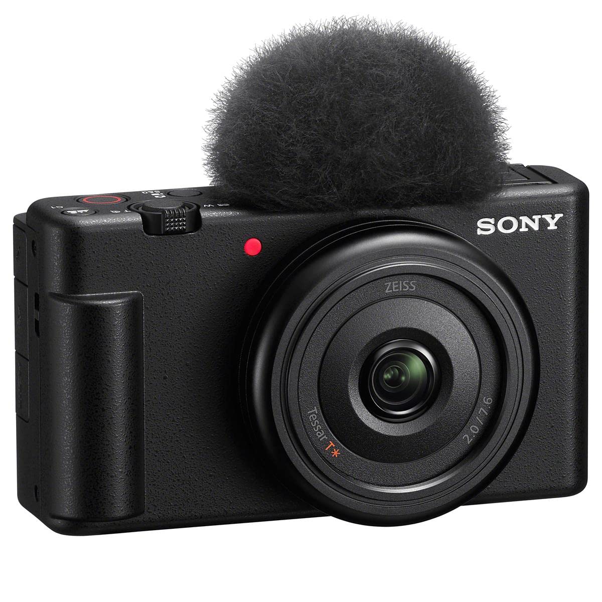 Sony ZV-1F Vlogging Camera, Black Bundle with 64GB SD Card, Shoulder Bag, Shotgun Mic, Tripod, Extra Battery, Charger, Cleaning Kit