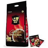 G7 Instant Coffee — 100% Soluble Coffee — Pure Black — Strong and Bold — Instant Vietnamese Coffee (100 Packets per Bag))