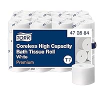 Tork Coreless High-Capacity Toilet Paper Roll White T7, Premium, 2-ply, 36 x 750 sheets, 472884