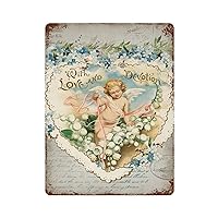Victorian Vintage Style Cupids Heart Valentines Day Aluminum Sign Valentines Day Decorations Art Tin Sign Vintage Metal Tin Custom Signs Art Decor Home Bar Poster 12