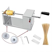 Potato Machine,Suction Cup Type Potato Spiral Slicer,Twisted Potato Slicer Spiral,Manual Tornado Spiral Stainless Steel French Fries Cucumbers Carrots Diy Bbq Peeler,Comes With 50 Bbq Bamboo Skewers.