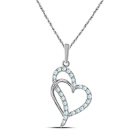 Gems and Jewels Alloy 0.25 ct Round Cut Emerald Love Heart Pendant Necklace with 18'' Chain