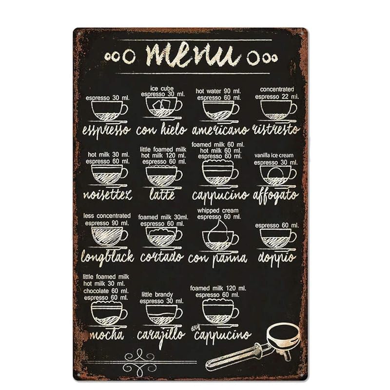Mua Original Retro Design Coffee Menu Wall Art Tin Metal Signs ...