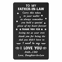 Father In Law Gifts from Daughter In Law - Father In Law Birthday Card, Metal Wallet Card