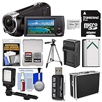 SONY Handycam HDR-CX405 1080p HD Video Camera Camcorder with 64GB Card + Hard Case + LED Light + Battery & Charger + Tripod + Kit