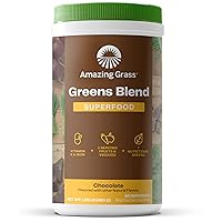 Amazing Grass Greens Superfood Powder: Greens Powder with Digestive Enzymes & Probiotics, Organic Spirulina, Chlorella, and Beet Root Powder, Chocolate, 60 Servings