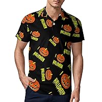 I Love Halloween Pumpkin Men Polo Shirt Short Sleeve Golf Polo Shirt Athletic Casual T Shirts