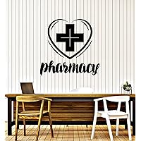 Vinyl Wall Decal Healthcare Logo Heart Pharmacy Symbol Stickers Mural Large Decor (g6495) Black