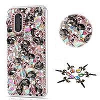 STENES Sparkle Case Compatible with Samsung Galaxy A15 5G Case - Stylish - 3D Handmade Bling Crystal Stone Rhinestone Crystal Diamond Design Girls Women Cover - Black
