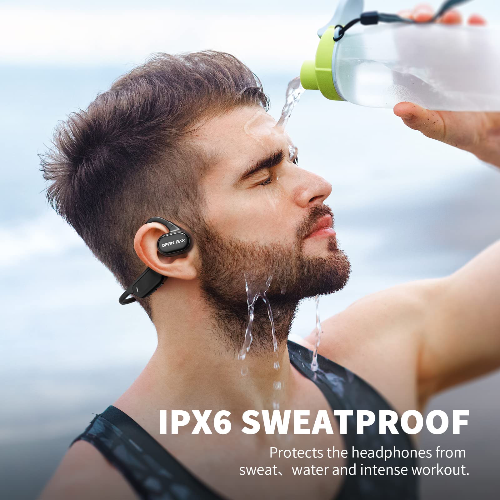 CXK Conduction Headphones Bluetooth Earbuds Open Ear Headphones Bluetooth 5.3 Earbuds with 15H Playtime IPX6 Waterproof Wireless Earbuds HD Sound Wireless Earphones