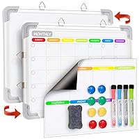 2 Pack 12 x 16 Inch Dry Erase Small Whiteboard - Double Side Monthly Frame White Board for Wall - Hang Schedule Whiteboard Reminder - with A Magnetic Weekly Calendar Board - Portable Wall Board