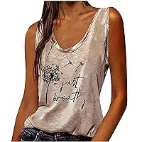 Women Tank Tops 2024 Summer Sleeveless Round Neck Pullover T-Shirt Trendy Skull Graphic Print Loose Casual Tees Vest