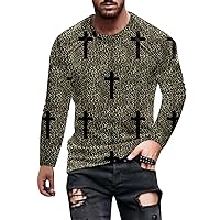 Men's Shirt Long Sleeve Graphic Fashion Halloween Performance Printed Party Dress Up Crew Neck Lightweight Sweatpant