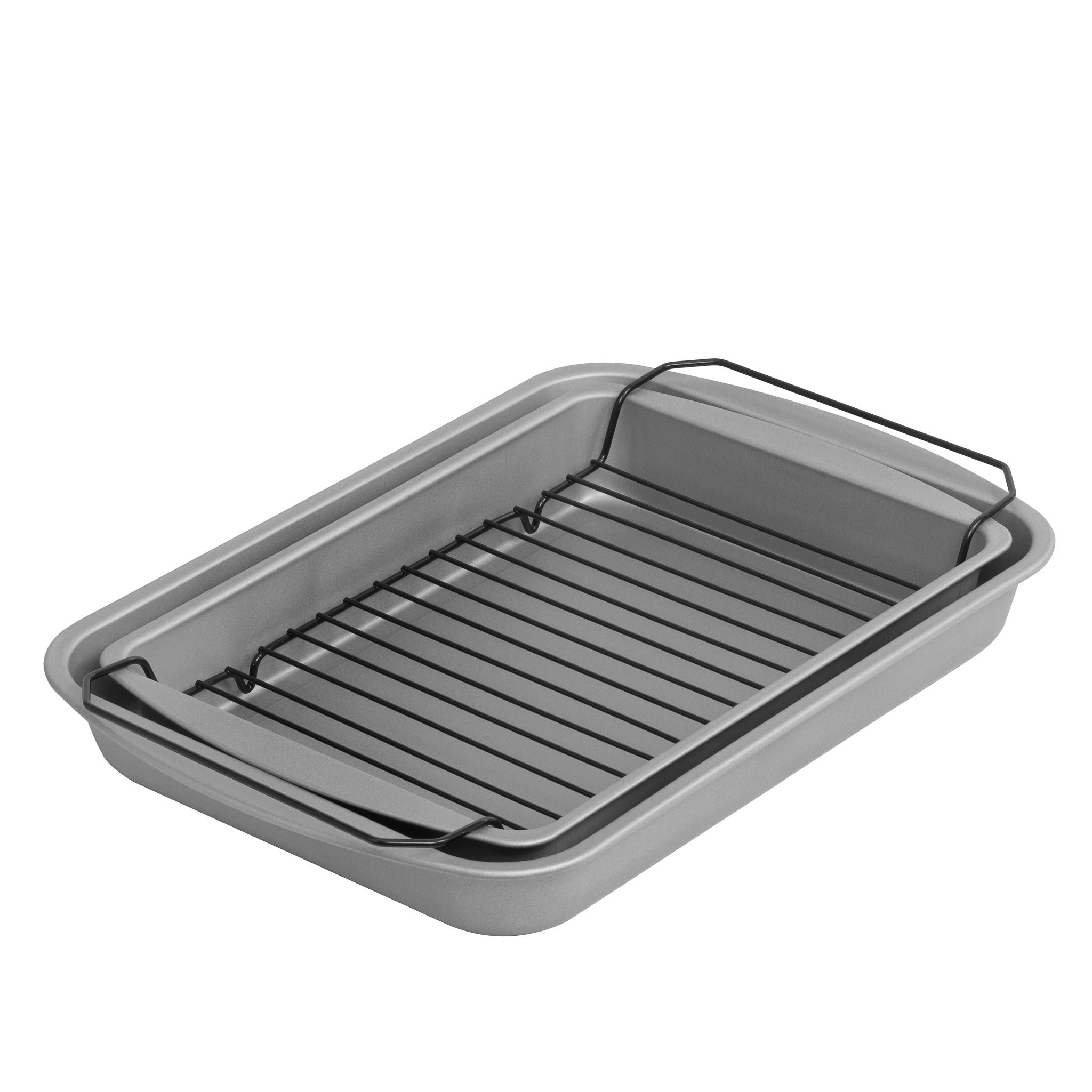 G & S Metal Products Company OvenStuff Non-Stick Baking, Roasting Pan Chrome Broiler Rack, 3-Piece Set, Grey