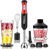LINKChef 800W Max Hand Blender, 5 in 1 Immersion Blender with Turbo Mode, Hand Blenders for Kitchen with Whisk, 800ML Beaker and 500ML Chopper, Storage Bracket, BPA Free