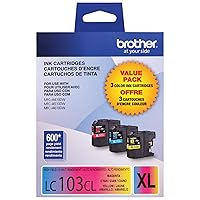 Brother Genuine High Yield Color Ink Cartridge, Replacement Color Ink, Includes 1 Cartridge Each of Cyan, Magenta & Yellow, Page Yield Upto 600 Pages/Cartridge, LC103 (Pack of 5, 15 Count Total)