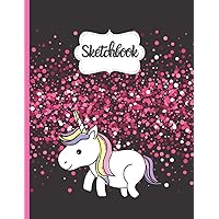 Sketchbook: Cute Pink Unicorn Kawaii Large Blank Sketchbook Notebook Journal gifts for little girls, child, baby, kids for Drawing, Doodling, Sketching 110 Pages, 8.5 x 11