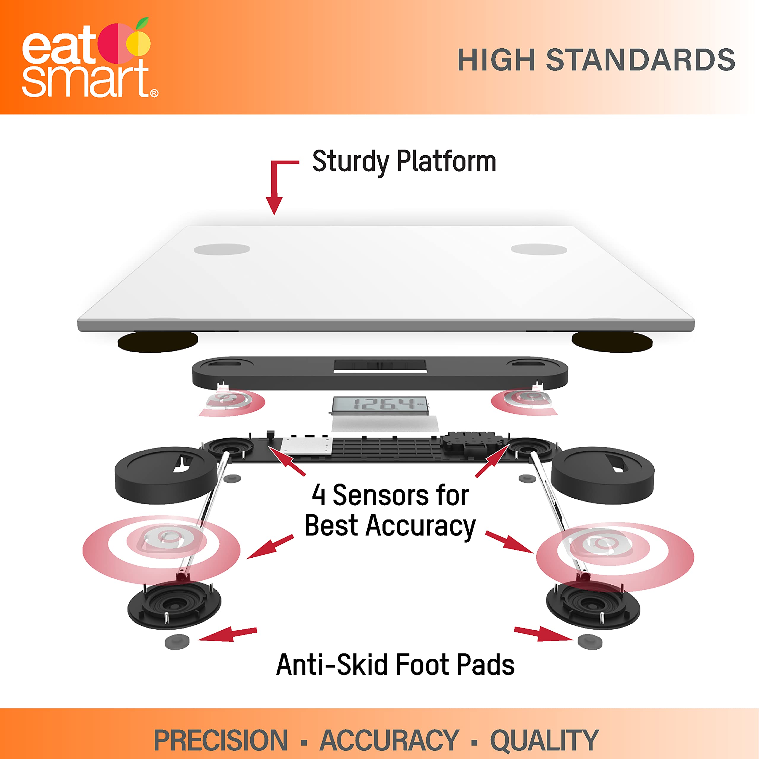 EatSmart Precision Plus Scale, Wide Body Bath Scale for Body Weight, White