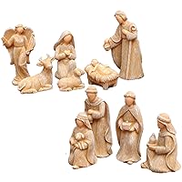 Nativity Set, 10pcs/Set Mini Resin Nativity Scene Ornament, Christmas Nativity Set Figurine, Micro Landscape Decorations for Xmas Gift Desk Table (Style 1)