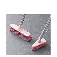 Floor Brush, Strong Household Bathroom Long Handle Brush, wash Toilet Tile Gap, Clean The Floor Brush, Don’t Bend Down 2-Piece Set, Thick and Flexible bristles-Pink