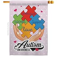 Autism Awareness Support House Flag Inspirational Survivor Ribbon Prevention Cancer Breast BLM Decoration Banner Small Garden Yard Gift Double-Sided, 28