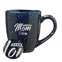Rico Industries NFL Football Mom 16 oz Team Color Laser Engraved Speckled Ceramic Coffee Mug