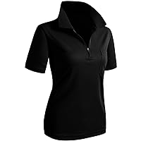 CLOVERY Women's Sportwear Polo Shirt Zip-up Pocket Short Sleeve