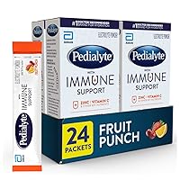 Pedialyte with Immune Support, Electrolytes with Vitamin C and Zinc, Advanced Hydration with PreActiv Prebiotics, Fruit Punch, Electrolyte Drink Powder Packets, 6 Count (Pack of 4