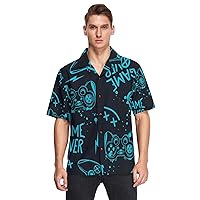 Abstract Joystick Video Game Mens Hawaiian Shirts Short Sleeve Button Down Vacation Men's Beach Shirts