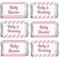 Pack of 90, Baby Shower Candy Wrappers, Mini Candy Bar Miniatures Wrappers Chocolate Bar Label Stickers for Girl Baby Shower Decor (No Candy) (Polka Dot & Bow)