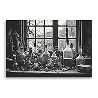 Pharmacy Wall Art Vintage Medicine Bottle Black And White Poster (6) Canvas Painting Posters And Prints Wall Art Pictures for Living Room Bedroom Decor 20x30inch(50x75cm) Unframe-style