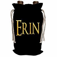 3dRose Erin classic boy baby name in America. Yellow on black charm - Wine Bags (wbg_355704_1)
