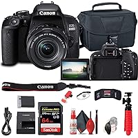 Canon EOS Rebel 800D / T7i DSLR Camera with 18-55 4-5.6 is STM Lens 1895C002 + 64GB Memory Card + Case + Card Reader + Flex Tripod + Hand Strap + Cap Keeper + Memory Wallet (Renewed)