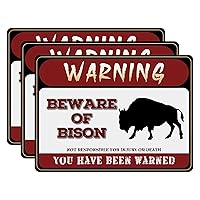 Beware of Bison Sign 3Pcs, Warning Signs of Metal 8
