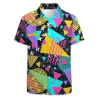 Shirt for Mens, Button Down Shirts Short Sleeves Party Shirts Printed Hawaiian Shirts