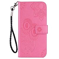 Wallet Case Compatible with Samsung Galaxy S20, Owl Pattern PU Leather Flip Phone Cover with Card Holder and Wrist Strap (Pink)