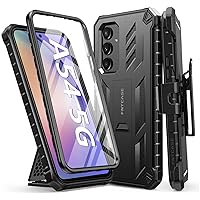 FNTCASE for Samsung Galaxy A54 5G Case: Military Grade Drop Proof Protection Cover with Kickstand & Belt-Clip Matte Textured Rugged Shockproof TPU Cell Phone Protective Case for GalaxyA54 2023 (Black)
