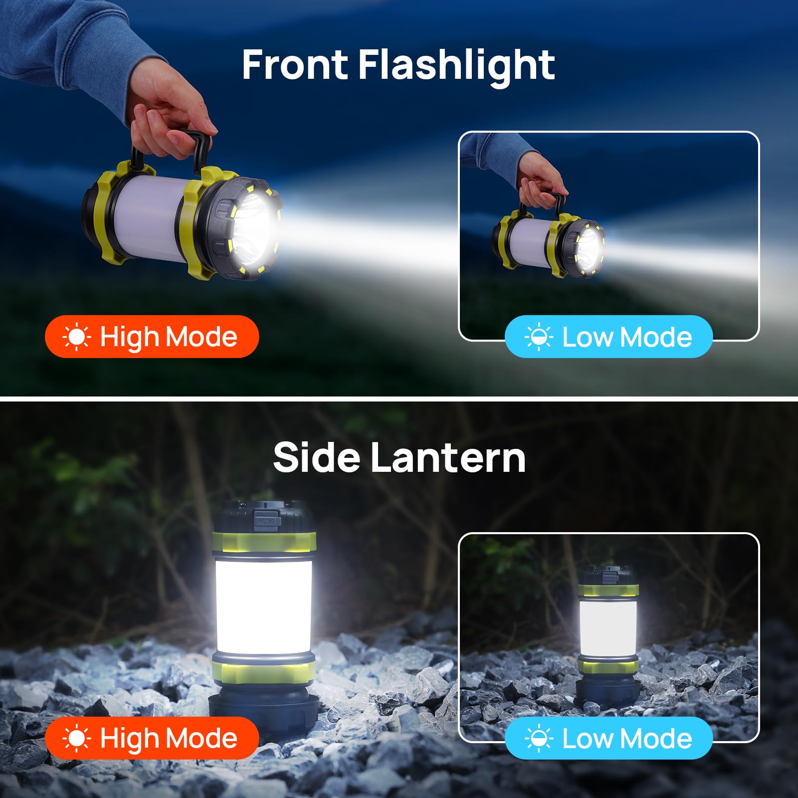 LED Camping Lantern Flashlight Rechargeable(Pack of 1), Consciot Portable Torch with 6 Light Modes, 3600mAh Power Bank, IPX4 Waterproof, USB C, Camping Lights for Hurricane, Emergency, Survival Kits