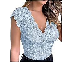 Women's Lace V-Neck Sleeveless Tops Sexy Slim Tank Top for Women Dressy Casual Blouse Solid Elegant Tanks Shirts