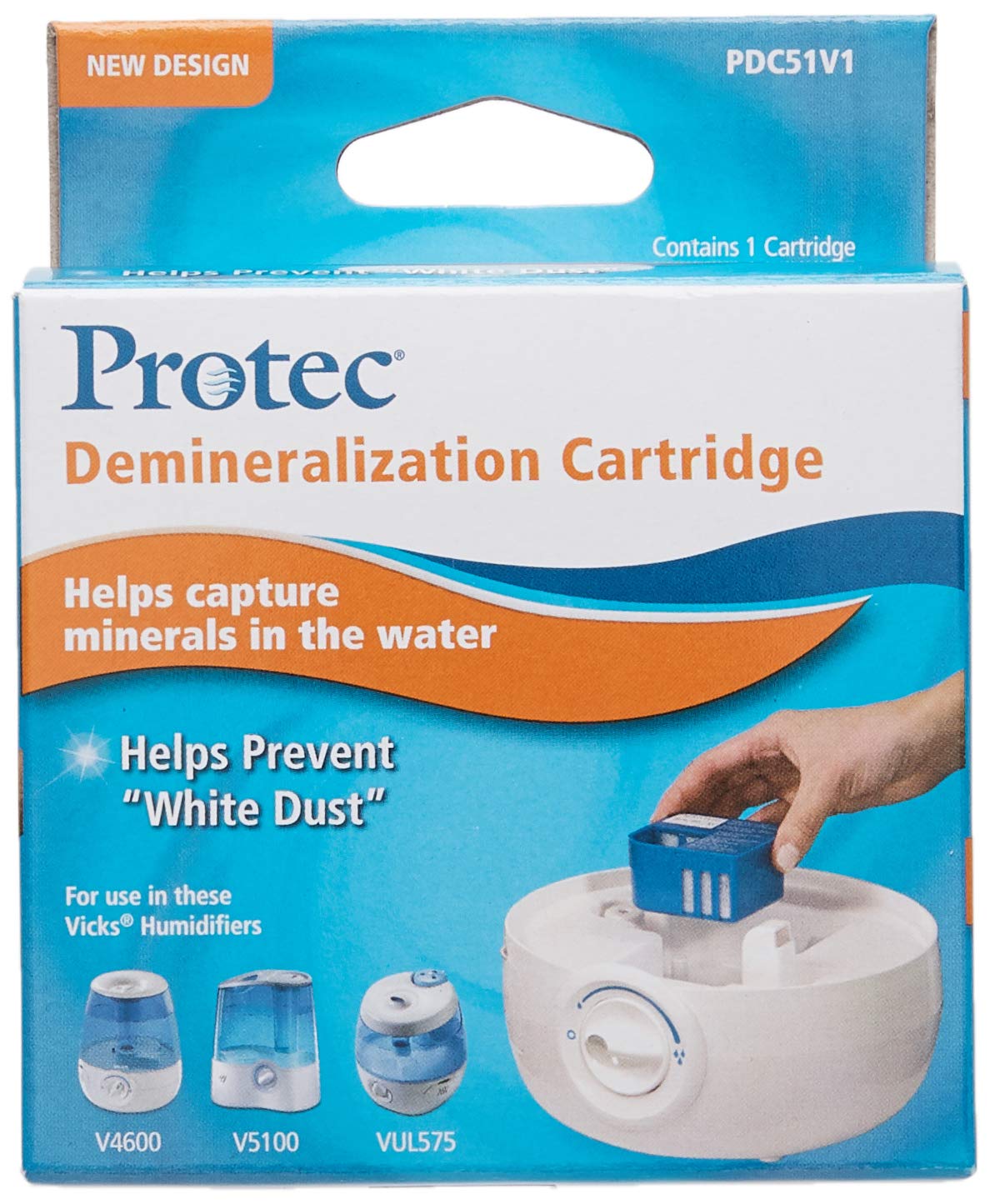 Protec Demineralization Cartridge, Pack of 1, Blue, PDC51V1 - Demineralization Cartridge for Humidifier Works to Collect White Dust
