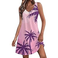 Vestidos Casuales para Mujer Summer Stripe Print Tank Dress Trendy V-Neck Beach Vacation Dresses with Pockets