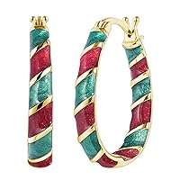 ZVVBOO Hoop Earrings for Women Enamel Holiday Ornament Loop Earring Charm Jewelry Gift