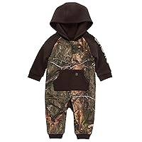 Carhartt Baby Boys' Long-Sleeve Hooded Zip-Up Footless Jumpsuit One-Piece Hoodie, Mossy Oak Country DNA Camo, 9M