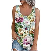 Cute Tops for Women Sleeveless Soft Crewneck Stylish Simple Bubble Hem with Buttons Workout Tops for Women