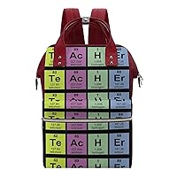 Science Teacher Chemical Elements Durable Travel Laptop Hiking Backpack Waterproof Fashion Print Bag for Work Park Red-Style
