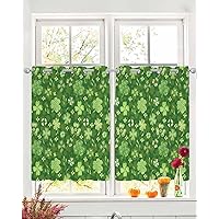 St. Patricks Day Sheer Curtains 45 Inch Length 2 Panels Set, Grommet Kitchen Curtains Sheer Window Curtain for Living Room Bedroom Light & Airy Privacy Drapes Rustic Dreamlike Shamrock Lucky Green