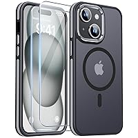 JAME for iPhone 15 Case, iPhone 15 Phone Case with 2 Tempered-Glass Screen Protectors, [Compatible with Magsafe], [Military-Grade Protection], Shockproof Slim Fit Phone Case for iPhone 15 Case, Black