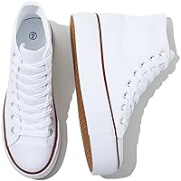 Womens White Platform Sneakers High Top Platform Shoes Fashion Canvas Shoes for Women