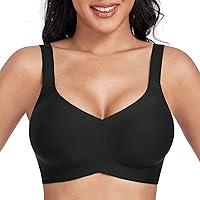 Wireless Bras for Women No Underwire Full Coverage Bralettes for Women V Neck Smooth Everyday Bras with Extender